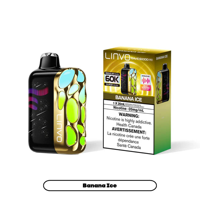 Banana Ice Linvo Rave 60K Pro 60000 puffs disposable vape