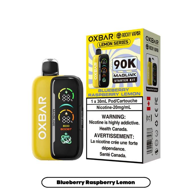 Rocky Vapor Oxbar Maglink 90K Starter Kit Blueberry Raspberry Lemon prefilled pod device