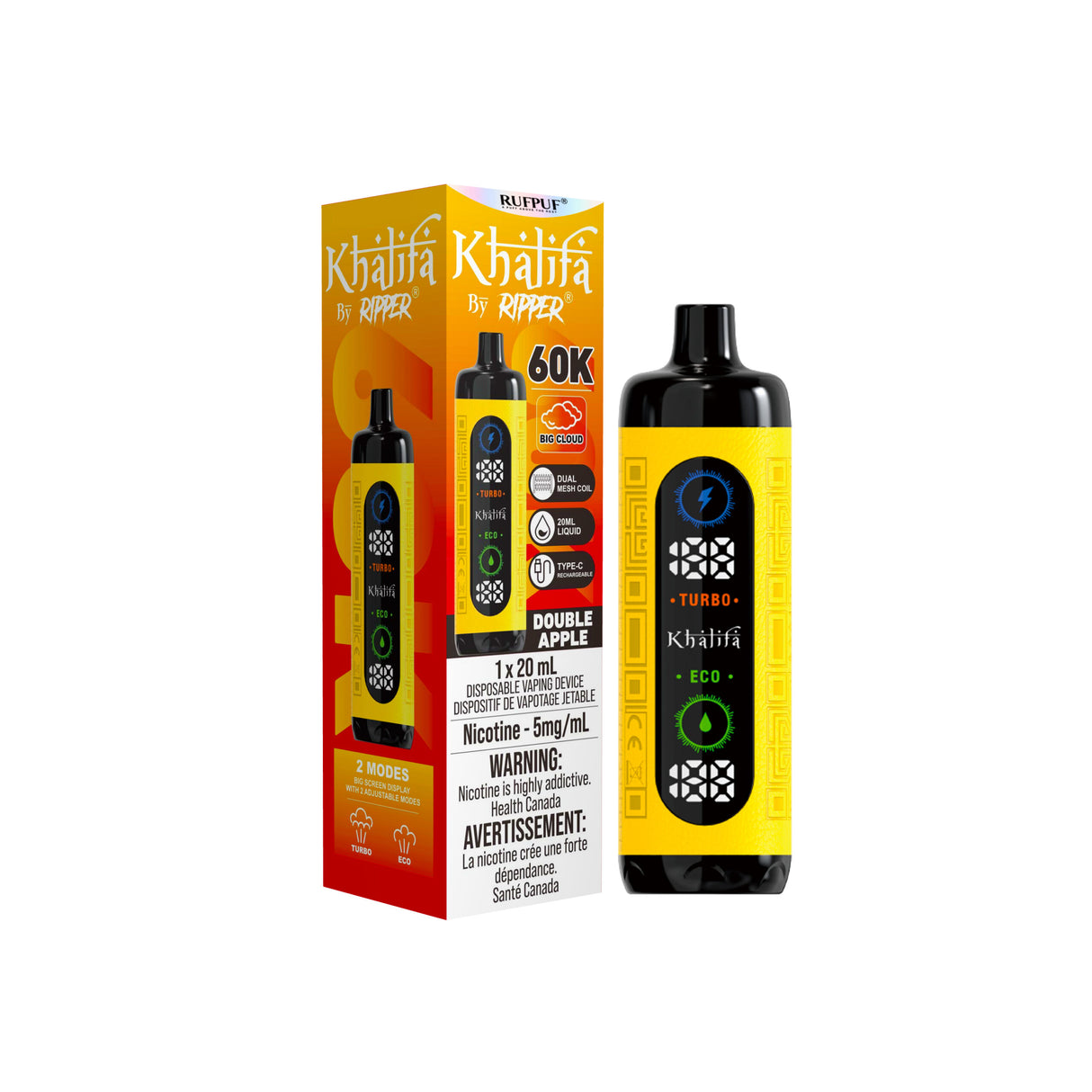 Double Apple - Khalifa Bar by Ripper Hookah Vape 60k