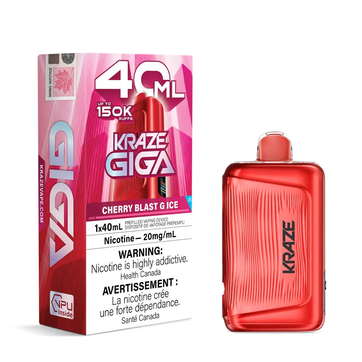 Cherry Blast G Ice Kraze Giga 150K Disposable Vape 40mL
