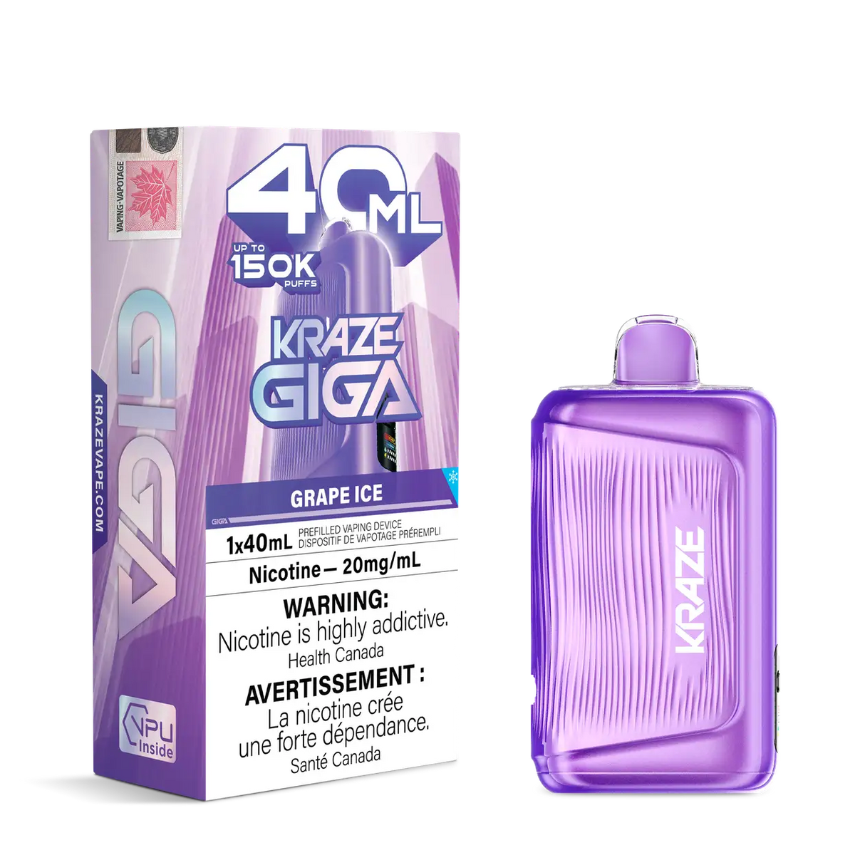 Grape Ice Kraze Giga 150K Disposable Vape 40mL