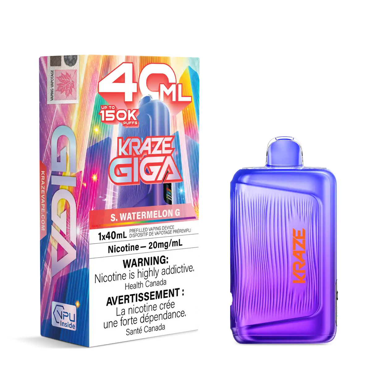 S. Watermelon G Kraze Giga 150K Disposable Vape 40mL