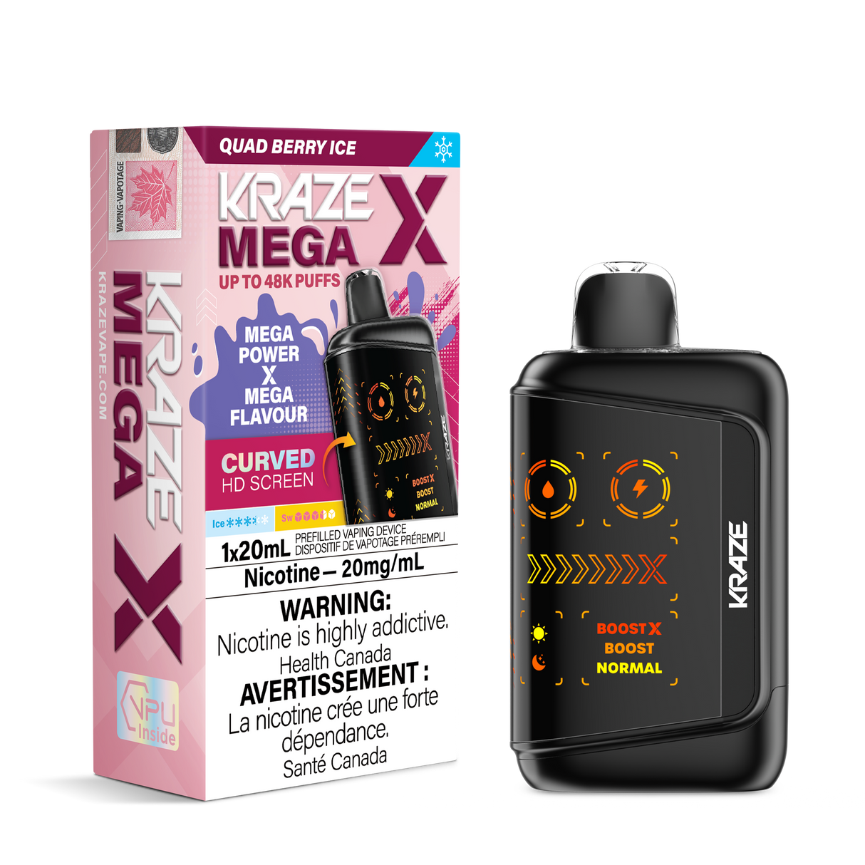 Kraze Mega X 48K Puff Disposable Vape.Quad Berry Ice