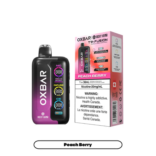 Peach Berry Rocky Vapor Oxbar Tri Fusion 30K disposable vape 30000 puffs