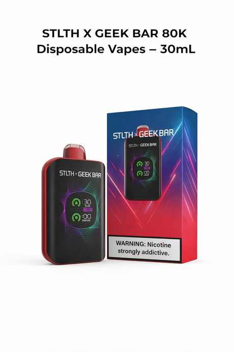 STLTH X GEEK BAR 80K disposable vape device with 30mL e-liquid capacity for adult vapers in Canada