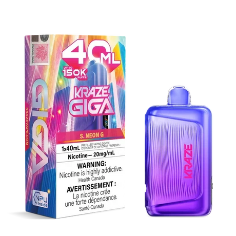 Kraze Giga 150K disposable vape with 40mL dual chambers and smart display