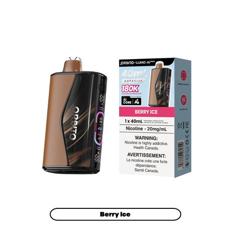 ORBITO LUMO AI Pro+ 180K disposable vape collection with Berry Ice pictured