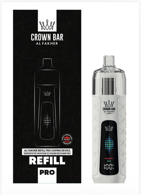 Al Fakher Refill Pro Device Kit Pure White with illuminated display and open fill tank
