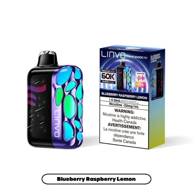Blueberry Raspberry Lemon Linvo Rave 60K Pro disposable vape