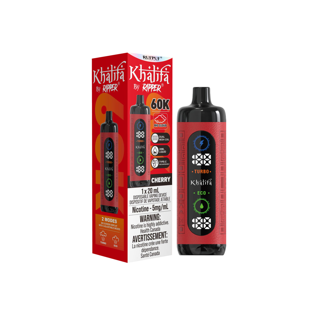 Cherry - Khalifa Bar by Ripper Hookah Vape 60k