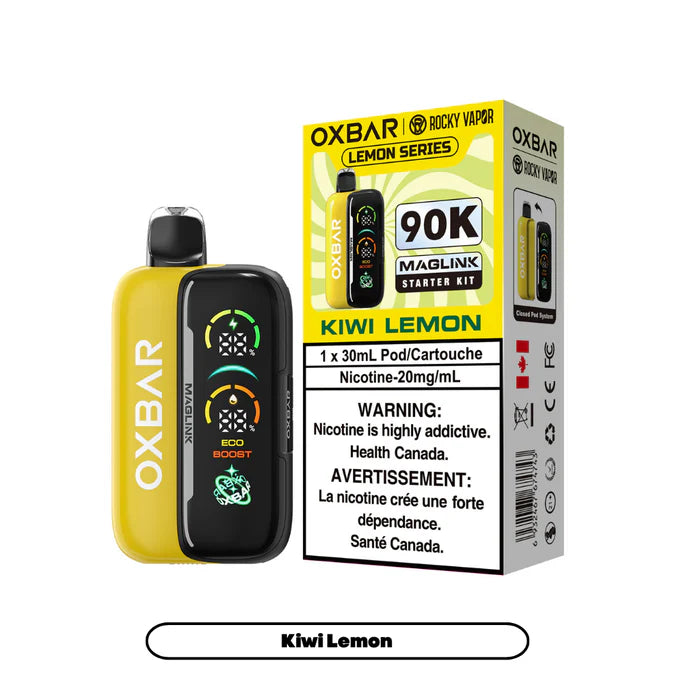 Rocky Vapor Oxbar Maglink 90K Starter Kit Kiwi Lemon prefilled pod device