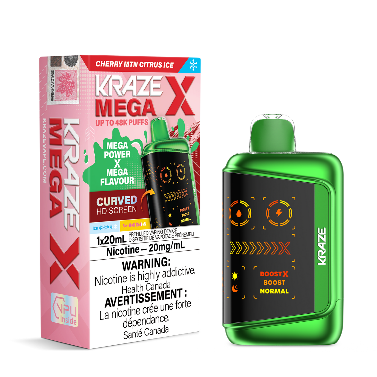 Kraze Mega X 48K Puff Disposable Vape  Cherry MTN Citrus Ice