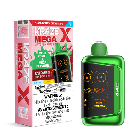 Kraze Mega X 48K Puff Disposable Vape  Cherry MTN Citrus Ice