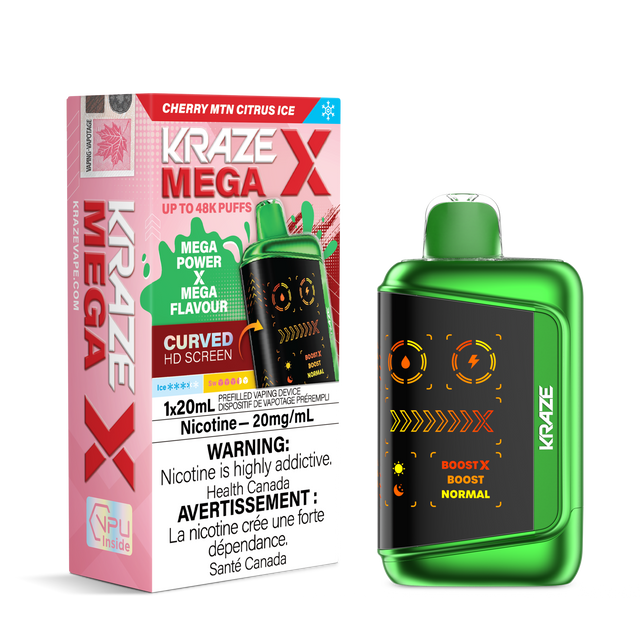 Kraze Mega X 48K Puff Disposable Vape  Cherry MTN Citrus Ice