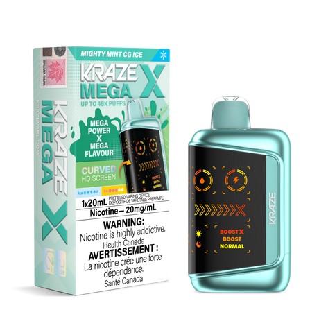 Kraze Mega X 48K Puff Disposable Vape Mighty Mint CG Ice
