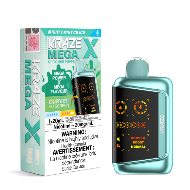 Kraze Mega X 48K Puff Disposable Vape Mighty Mint CG Ice
