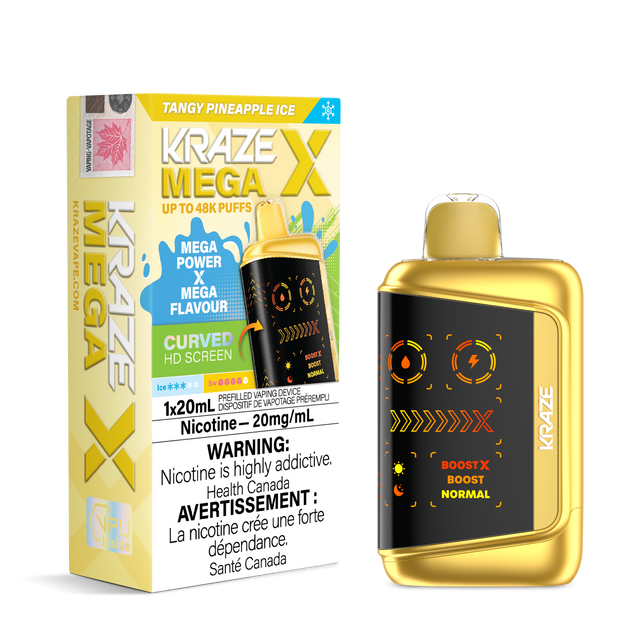 Kraze Mega X 48K Puff Disposable Vape.Tangy Pineapple Ice