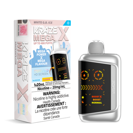 Kraze Mega X 48K Puff Disposable Vape White G.B. Ice