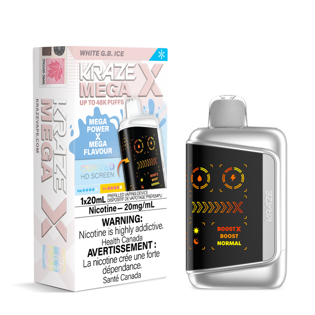 Kraze Mega X 48K Puff Disposable Vape White G.B. Ice