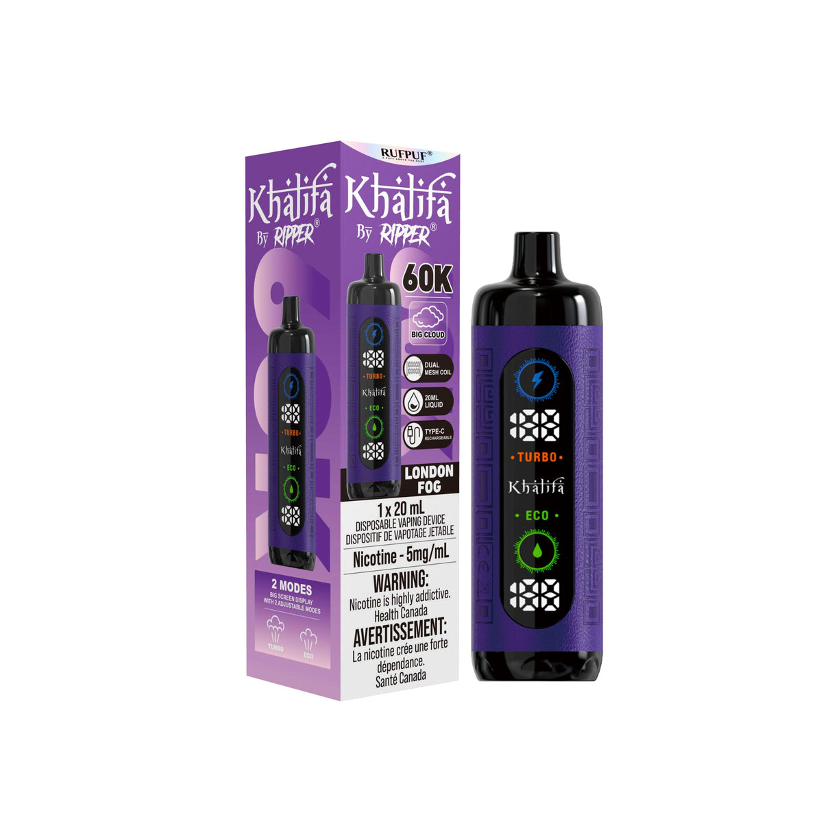 London Fog - Khalifa Bar by Ripper Hookah Vape 60k