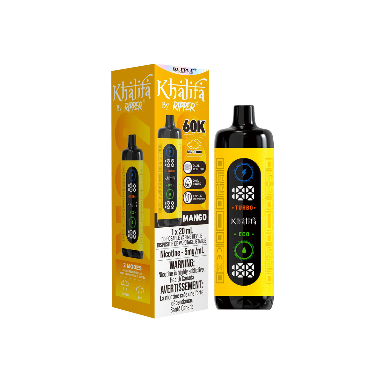 Mango - Khalifa Bar by Ripper Hookah Vape 60k