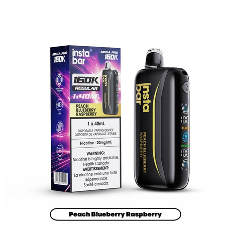 Peach Blueberry Raspberry Insta Bar Mega Pro 160K 160,000 puff disposable vape