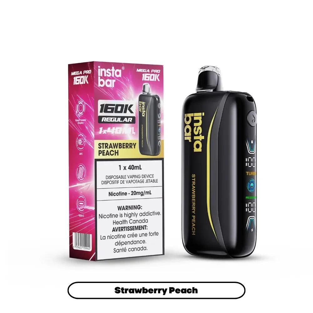 Strawberry Peach Insta Bar Mega Pro 160K 160,000 puff disposable vape