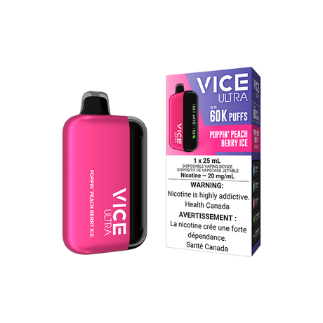 VICE ULTRA Disposable Vape 60K - Poppin' Peach Berry Ice Flavour