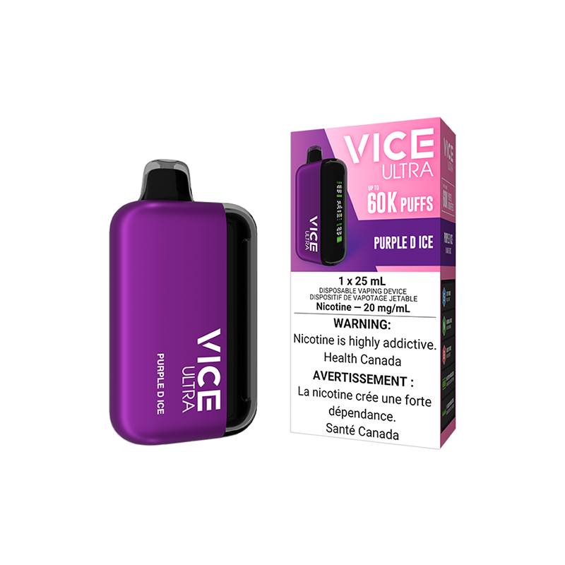 VICE ULTRA Disposable Vape 60K - Purple D Ice Flavour - Sweet grapes with a refreshing icy twist for a satisfying vape experience.