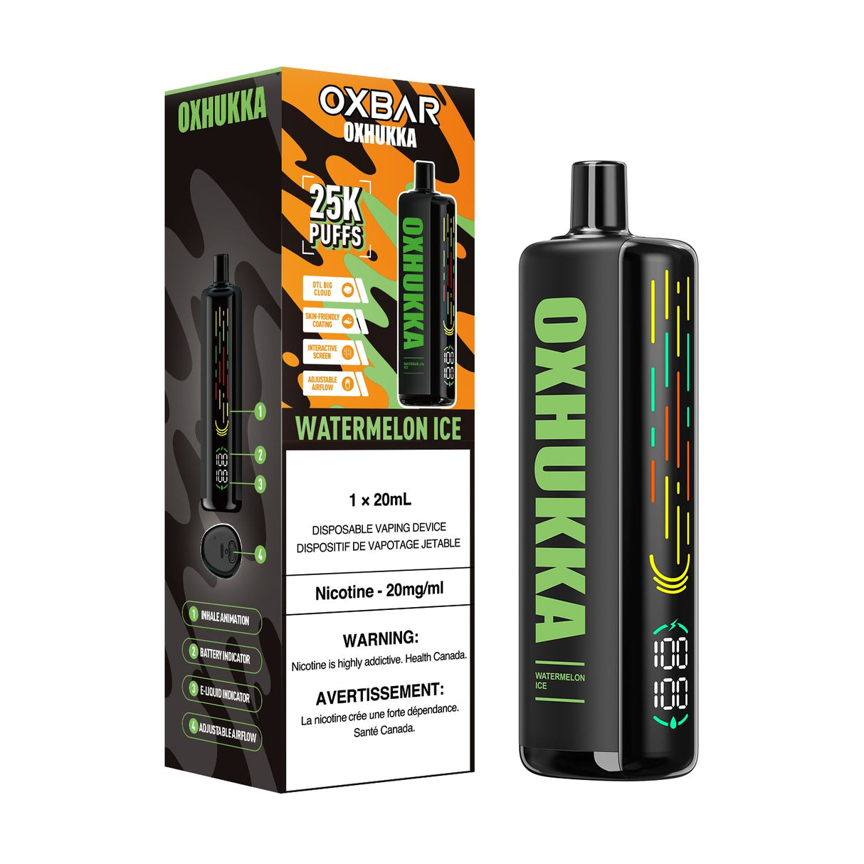 Watermelon Ice OXBAR OXHUKKA 25000 Puffs Disposable Vape 20ml