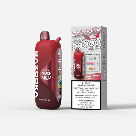 Peach Berry Ice Bazooka Vape X3 90,000 puffs disposable vape