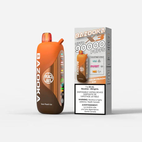 Sour Peach Ice Bazooka Vape X3 90,000 puffs disposable vape
