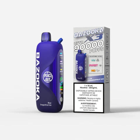 Blue Dragonfruit Ice Bazooka Vape X3 90,000 puffs disposable vape